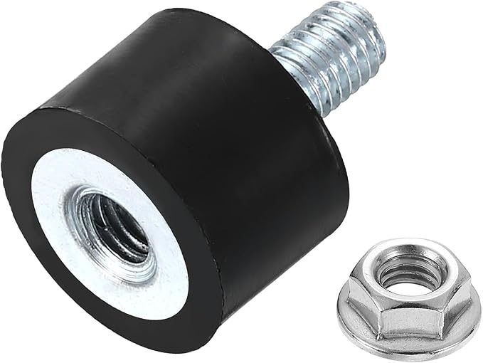 uxcell M5 Rubber Mounts, 1Pcs 15x10mm(DxH) Rubber Cylindrical Anti Vibration Isolator Shock Absorber with Lock Nuts for Car Bobbin Generator Air Compressors
