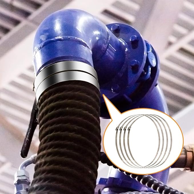 4 Pieces 700mm / 27.5inch Large Size Metal Stainless Steel Pipe Clamps Duct Clamps Hose Clamp Adjustable Ducting Clamps for Securing Hoses and Pipes Tube