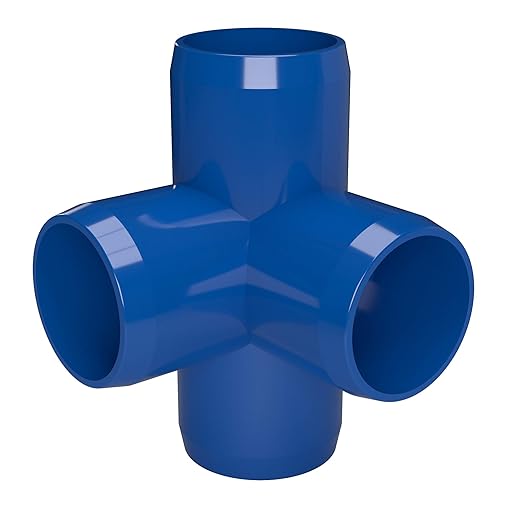 FORMUFIT 3/4” 4-Way Tee Furniture Grade PVC Fitting in Blue, Made in USA, UV-Resistant, Impact-Proof, 1.050” Actual Socket Diameter (Pack of 8) - F0344WT-BL-8