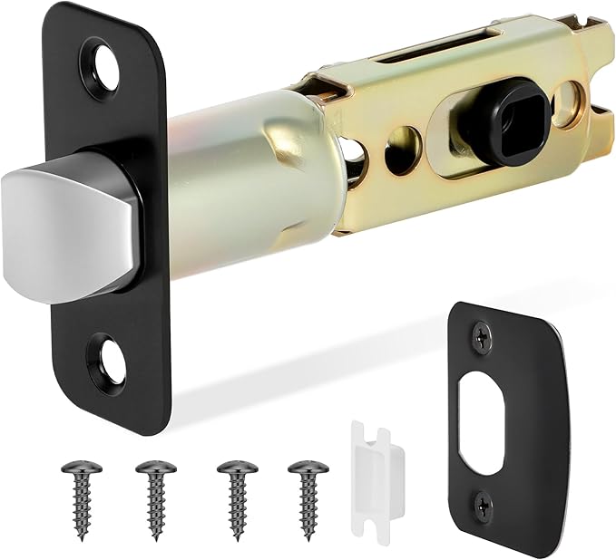 Matte Black 1 Pack Door Lock Parts, Adjustable Door Latch Replacement, Door Lock Replacement Parts, Door Deadlatch Mechanism