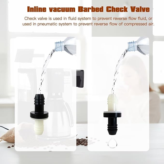 3/8" 10mm Barbed Check Valve, 2Pcs ABS One Way Valve Fit for Fuel, Gas, Liquid, Air, Water
