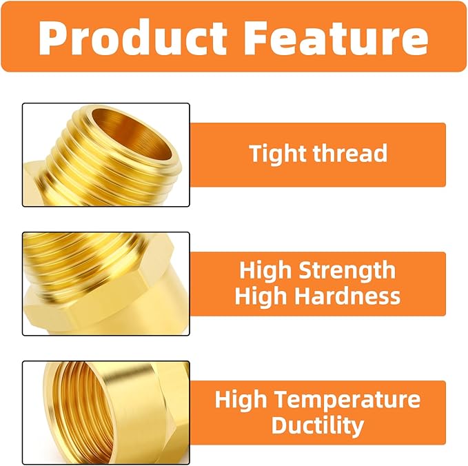 GASHER 2Pcs 3/4" G Thread Female × 3/4" NPT Thread Male Brass Pipe Fitting Adapter, G to NPT Adapter