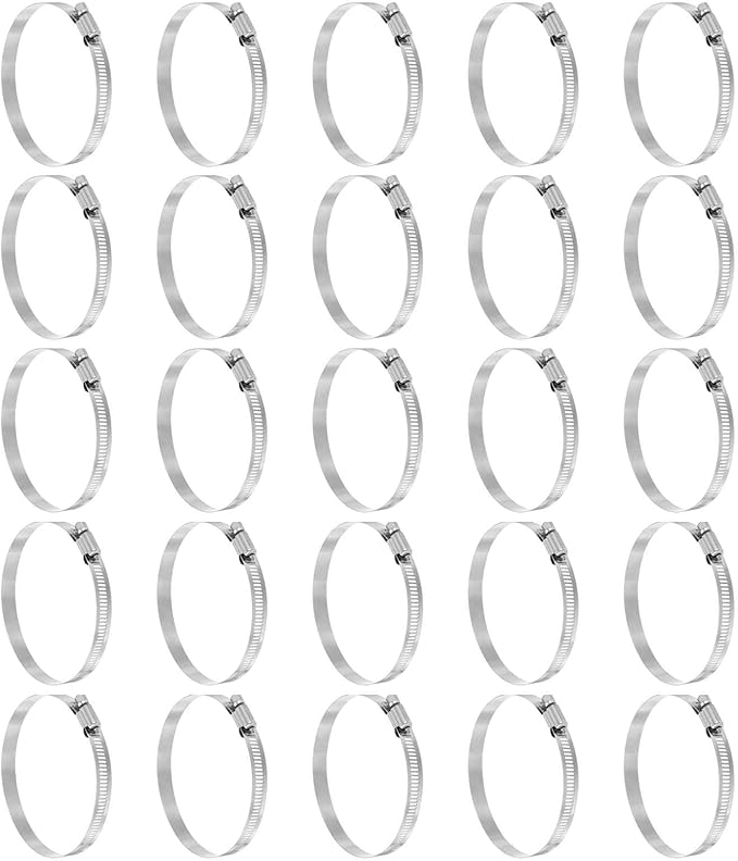 HARFINGTON 25 Pcs Hose Clamp 3-9/16"-4-1/2" (91-114mm) 304 Stainless Steel Adjustable Worm Gear Hose Clamp with Phillips Screw Assortment Kit for Fuel Line Pipe Plumbing Automotive Tube