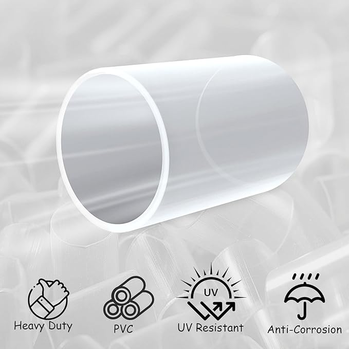 40 Pack 3/4" PVC Pipe Coupling, PVC Slip Socket Fitting Adapter Connector, Sch40 Pipe Fittings Straight Pressure Fittings (White)