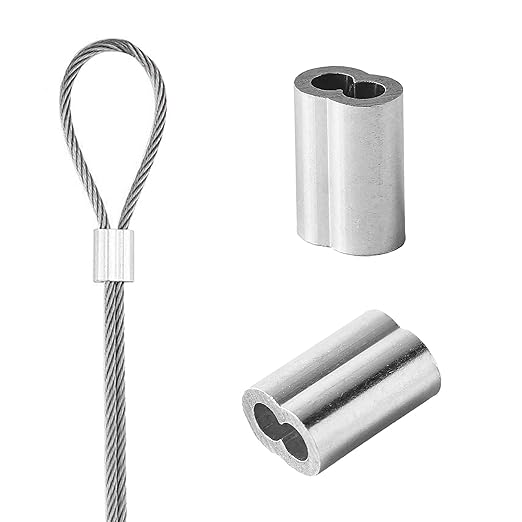 1/16"(1.5mm) Aluminum Crimping Loop Sleeve, Wire Rope Stop Sleeve, Double Crimp Sleeve Cable Ferrule for Wire Rope and Cable 150PCS (1/16"(1.5MM))