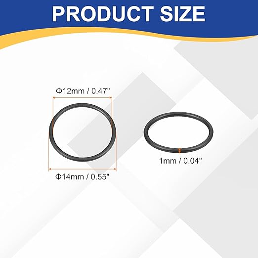 HARFINGTON 50pcs Nitrile Rubber O-Rings 14mm OD 12mm ID 1mm Width Metric Buna-N NBR Sealing Gasket Plumbing Sealing Repair O Rings for Car Auto Vehicle Repair Faucet Air Gas