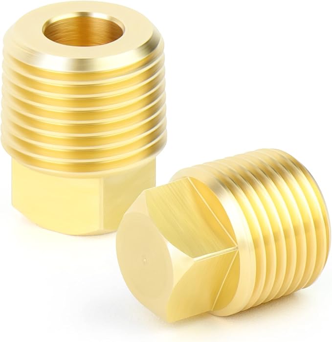 GASHER 5PCS Brass Fitting 3/8" NPT Male Brass Plug Pipe Fitting, Square Head Plug