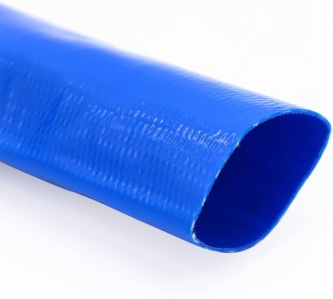 DAVCO 1.25" x 100 ft Pool Backwash Hose, Heavy Duty Reinforced Blue PVC Lay Flat Water Discharge Pump Hoses For Swimming Drain Pools and Clean Filters,with 1 Clamp