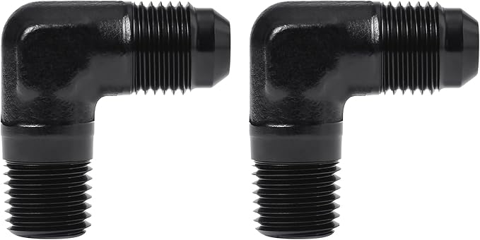 EVIL ENERGY 6AN to 1/4" NPT Male 90 Degree Fitting Adapter Aluminum 2PCS