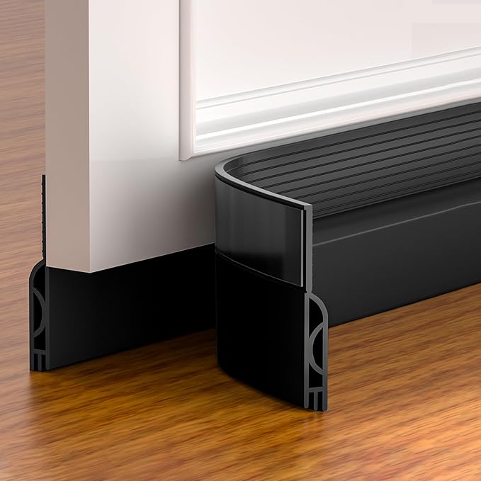 Door Draft Stopper,Adjustable Door Sweep for Bottom of Door,Silicone Weather Stripping Door Bottom Seal Blocker Air Noise,Under Door Gap Filler for Interior/Exterior Doors(Black, 78inch)
