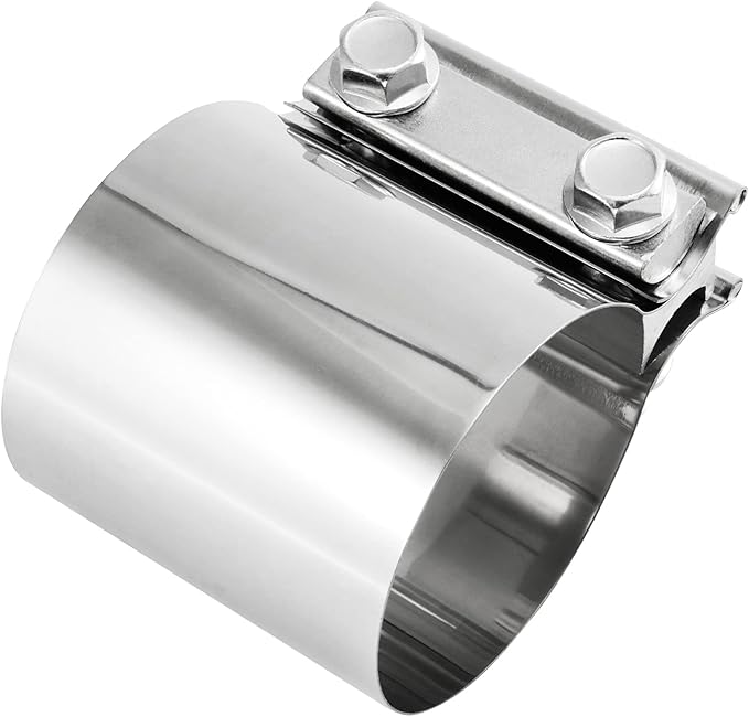 4 Pack 2.5 Inches Butt Joint Exhaust Clamp Sleeve, Stainless Steel Butt Joint Exhaust Seal Band Clamp Exhaust Coupler for 2.5-Inch OD Exhaust Pipes, Mufflers Connection
