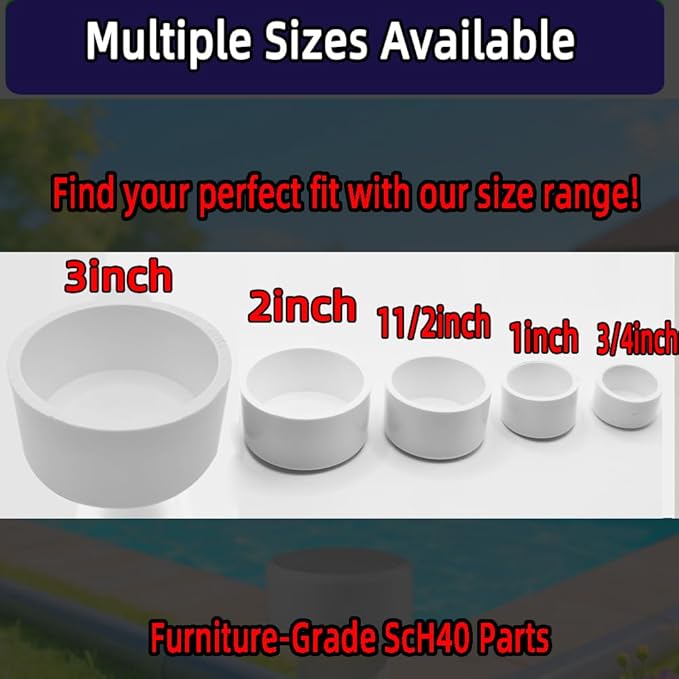 11/2inch PVC Pipe End Cap Fitting,Schedule 40, 1.5“ PVC Pipe End Cap Plug Adapter for Cold Water Supply Lines,Garden Irrigation&DIY Garden Shelf,White.(10 Pcs）