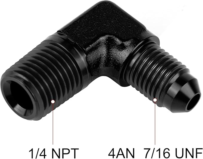 EVIL ENERGY 4AN to 1/4" NPT Male 90 Degree Fitting Adapter Aluminum