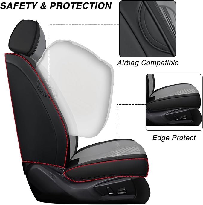 Car Seat Covers for Jaguar E-PACE 2018-2024,Breathable Nappa Leather Car Seat Protector,Full Seat Cover with Pillow Automotive Seat Cushion with Airbag Compatible(5 Seats,Black-Gray)