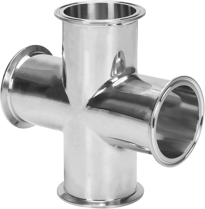 DERNORD 4 Way Cross Clamp Fits 3" Tri-clamp Sanitary Fitting Stainless Steel 304, 76mm Pipe OD