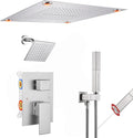 VANFOXLE Shower Faucet Set Brushed Nickel Shower System,Shower Faucet with 2 in 1 Handheld,Ceiling Mount 16 Inch Shower Head+6 Inch Shower Head(Rough-in Valve Body and Trim)