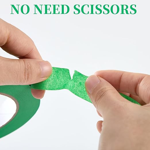 Green Masking Tape,Painters Tape,Green Painters Tape for Automotive paniting,DIY Paper Arts & Crafts, Spraying Drywall Paint, No Residue & Easy to Clean Up,6pcs 0.7in. X 54 Yd Painter's Tape