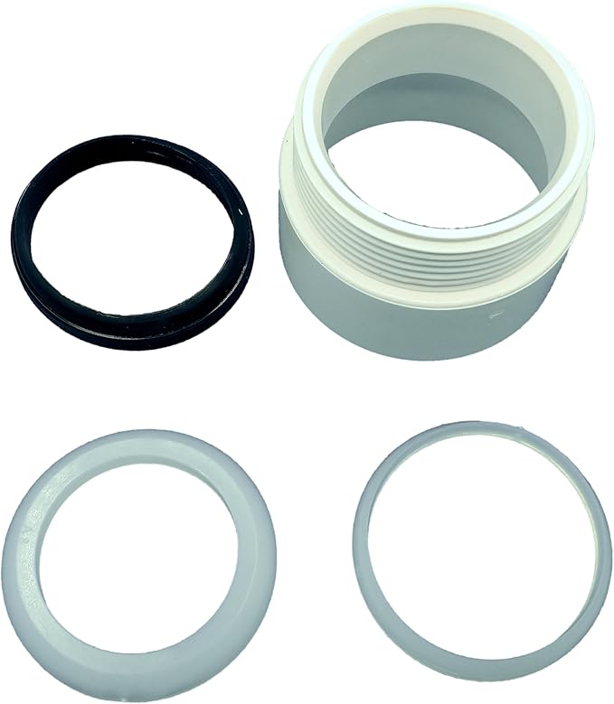 1-1/2" PVC Male x Hub Tubular Drain Trap Adapter with 1-1/2" x 1-1/4" and 1-1/2 SJ poly washer and TUUBER 1-1/2-in TPE flexible washer (1-PACK, 1, Pack)