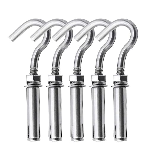 Concrete Wall Hook, 304 Stainless Steel Concrete Anchors Heavy Duty Open Expansion Bolts for Concrete Wall (M8-5Pack)