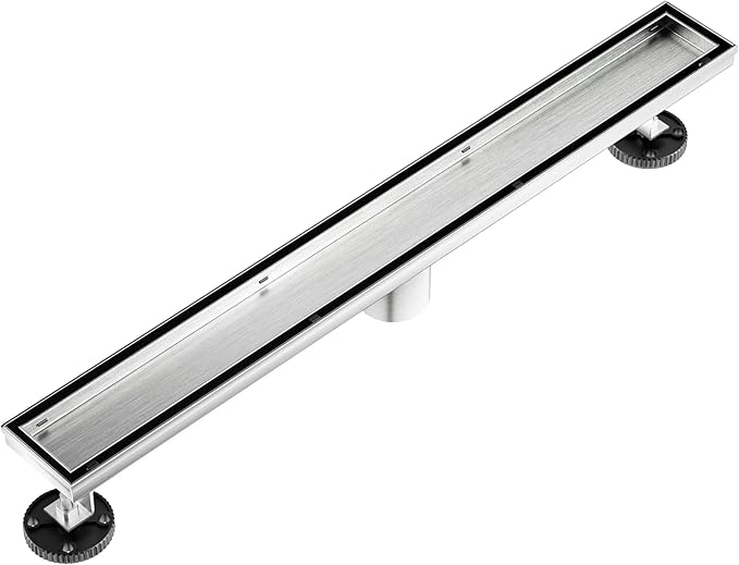 Neodrain 36-Inch Linear Shower Drain- with 2-in-1 Flat & Tile Insert Cover, Brushed 304 Stainless Steel Rectangle Shower Floor Drain, Floor Shower Drain with Adjustable Leveling Feet, Hair Strainer