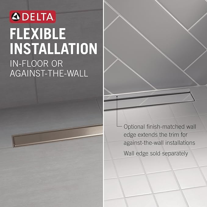 Delta Faucet 36" Linear Shower Drain Wall Edge in Matte Black