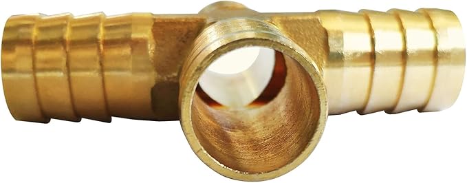 2PCs 3/4" Brass Hose Barb Fitting 4 Way Cross Barbed Splicer Mender Union Fitting with 8PCs Hose Clamp for Oil Water Air