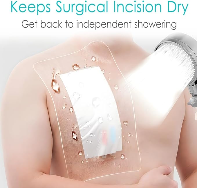 10"x12" Waterproof Shower Cover Incision Bandages for Large Wound with No Glue On The Center Adhesive Transparent Shower Protector Post Surgical Water Barrier Guard Pack of 7