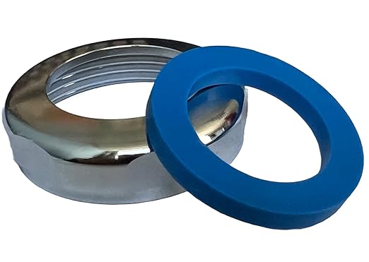 EZ-Fluid 1-1/2" x 1-1/4" Universal Reducing Brass Slip Joint Nut and Blue Heavy Duty Reducing Washer Gasket,Chrome for Under Sink Lavatory Kitchen Sink Tubular (1)