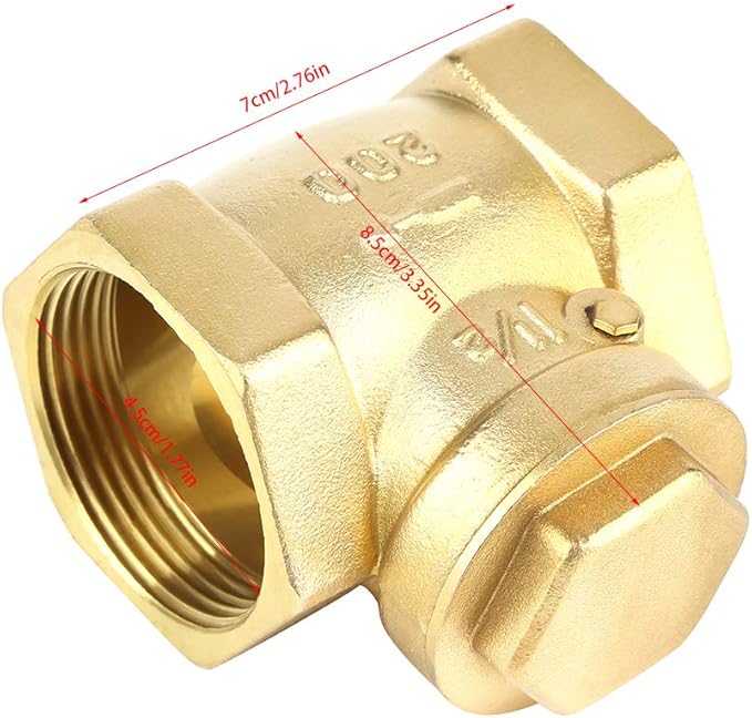 DN40 Brass Swing Check Valve High Pressure 232PSI Non Return Valve Female Thread One Way Flow Control for Water Systems Heavy Duty Plumbing Fitting