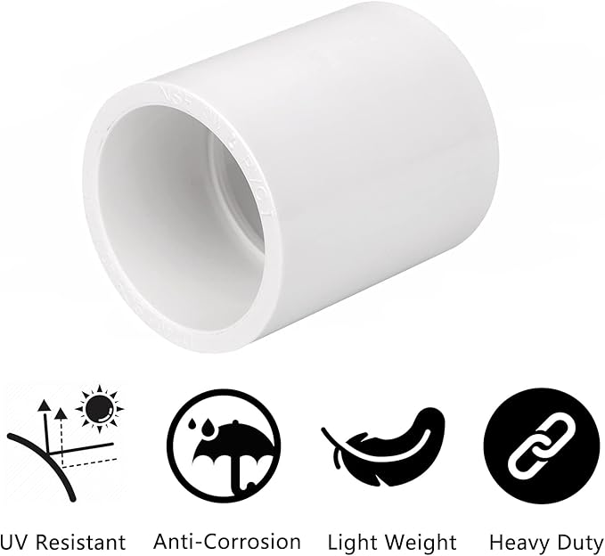 20 Pack 1" PVC Couplings Adapter Pipe Fittings, Furniture Build Grade SCH40 (Socket x Socket) 1 Inch PVC Slip Socket Connectors for DIY PVC Shelf Garden Support Structure, White
