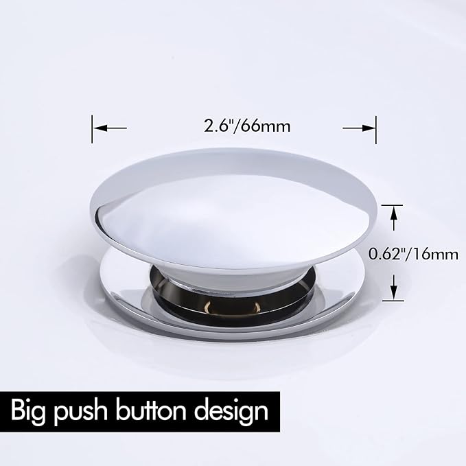 KES Bathroom Sink Drain Pop Up Drain Without Overflow Vessel Sink Vanity Stopper Polished Chrome, All Metal Rustproof Brass and 304 Stainless Steel, S2008D-CH