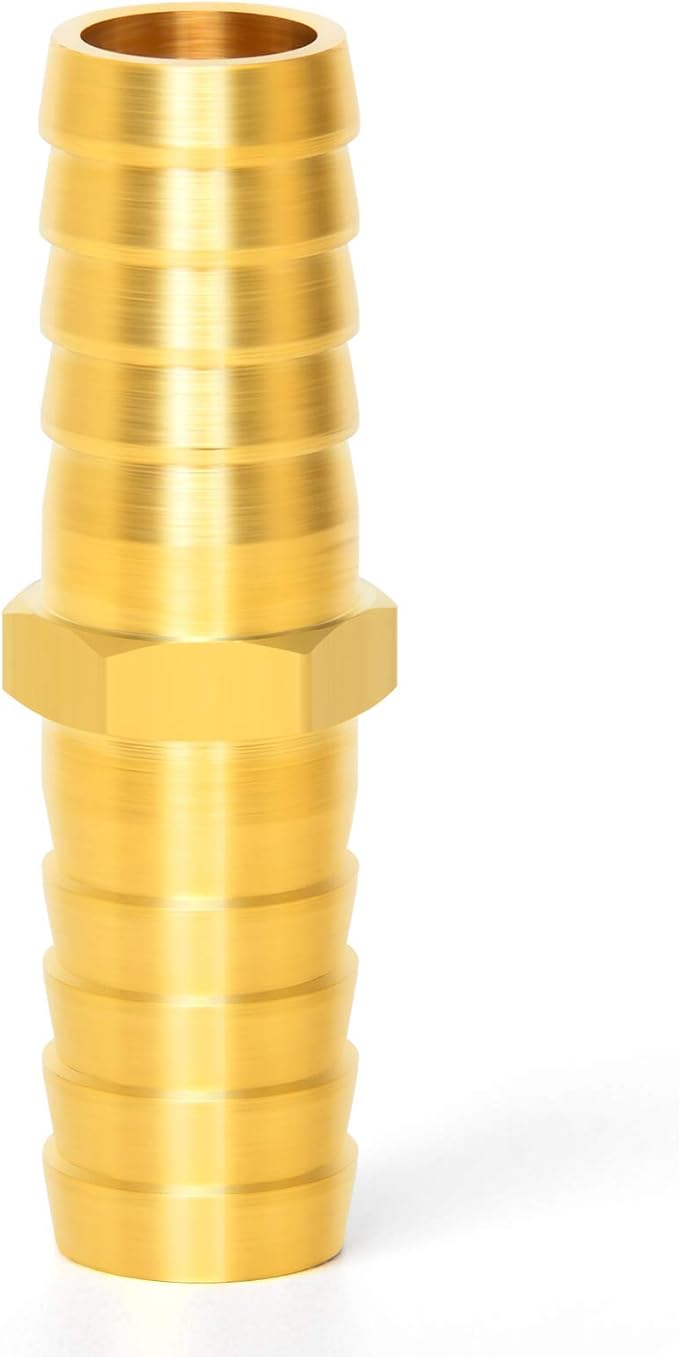 GASHER 20 Pieces Brass Hose Barb Reducer, 1/2 Inch to 1/2 Inch(12.7mm) Hose ID with 40 Hose Clamp, Brass Barb Reducer SPLICER Fitting Fuel/AIR/Water/Oil/Gas/WOG