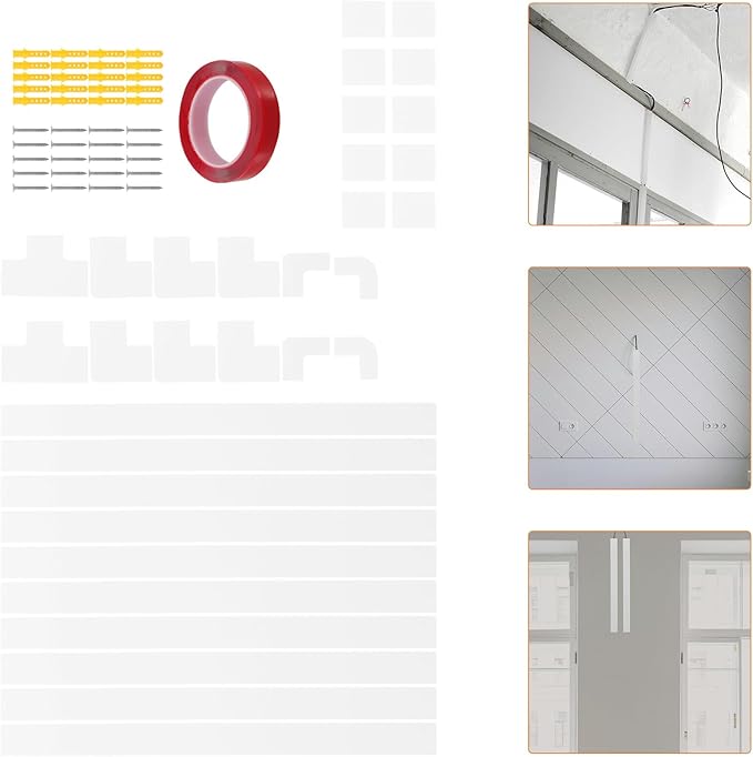 DOITOOL Cable Hider Kit Wire Cover Raceway Conceal Cords Wall and Floor Paintable Cord Management for Home Office Safety and Tidy Setup