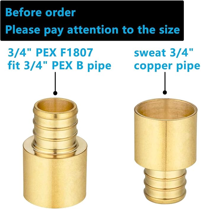 (10 Pack) Lidertik Copper to Pex Fittings 3/4 inch, 3/4" Pex F1807 x 3/4" Female Sweat Adapter Brass