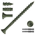 #9 x 2-1/2" Deck Screws (748Pcs) 8lb. Carbon Steel, Green, Flat Head, Rust Resistant epoxy Coated, with T25 Star Bit