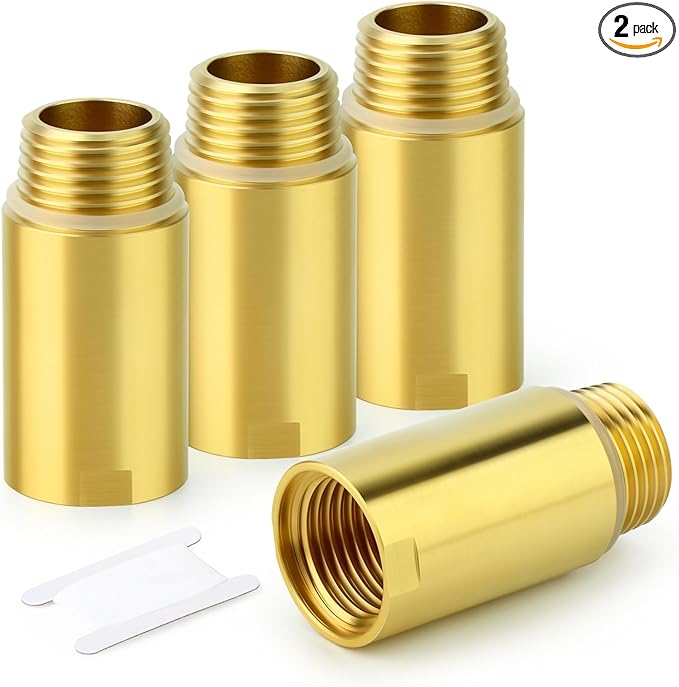 GASHER 2Pcs Brass Pipe Plumbing Adapter with Rubber O-ring, 1/2" NPT Male x 1/2" NPT Female Pipe Fitting Coupler,Length 1-1/2 Inch