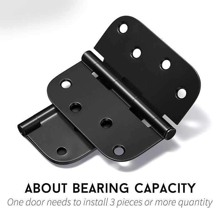 goldenwarm Door Hinges Heavy Duty Iron Door Hinges Interior and Exterior Door Hinge 6Pack Matte Black 4 Inch with 5/8" Radius Corners