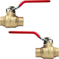 2-Pack HeSun 1/2 Inch Sweat Ball Valve, Brass Full Port Shut-off Valve,1/2" SWT x 1/2" SWT, 600 WOG (Water, Oil and Gas),Red(VALVE044-2)