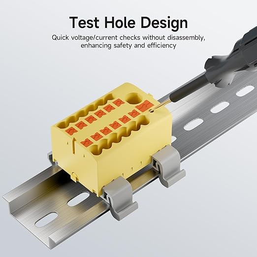 4Pcs KV225G DIN Rail Terminal Blocks, 6-Pole 1 in 12 Out Push-in Wire Connector/Splitter, 690V 24A