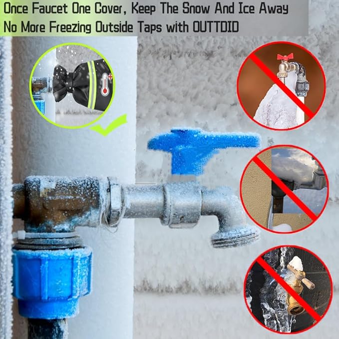 2 Pack Outdoor Faucet Covers for Winter, 13" W x 25" H Outside Yard Hydrant Protector Socks Winter, Insulated Hose Bib Protector Cover, Spigot Pipe Cover Freeze Protection Black