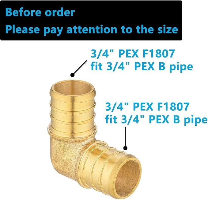 (20 Pack) Lidertik Pex Fittings 3/4 Inch 90 Degree Elbow Crimp Fitting, 3/4" PEX F1807 to 3/4" PEX F1807 Adapter Brass
