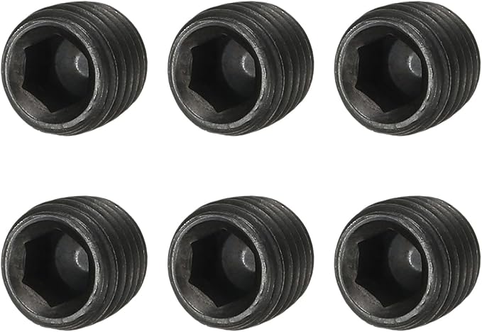 Pipe Plug Carbon Steel Internal Hex Thread Socket Pipe Plug Fitting - Fitting for (Sealing Port - Air Tanks - Water Outlets) 1/16 Inch NPT Male & 6 Pack