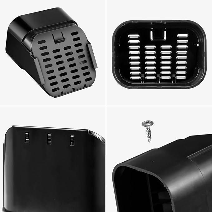 2"x3" 2 Pack Gutter Downspout Extensions Gutter Downspouts Downspout Diverter Outlet Filter and Leaf Guard for Bottom of Downspouts Extender Black