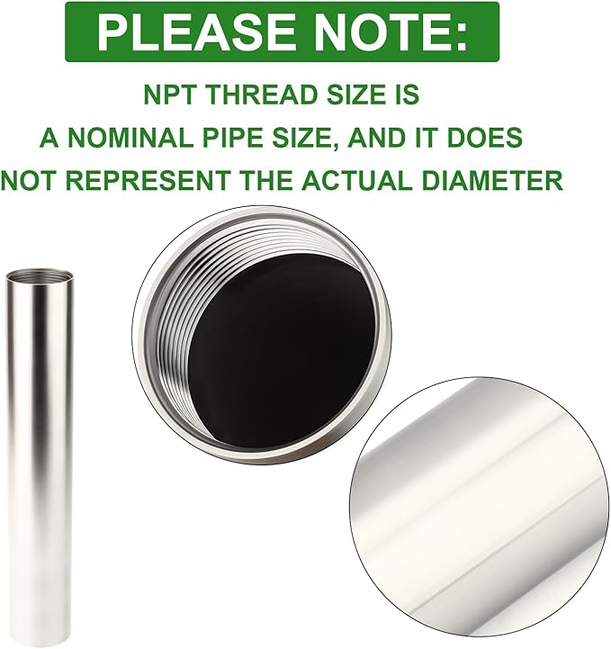 TAISHER 1PCS Stainless Steel Pipe Fittings, 2" NPT Female x 2" NPT Female Threaded, 8" Length Nipple Cast Pipe