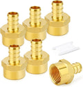 GASHER 6Pcs No Lead Brass 1/2" Pex Female Adapter, 1/2" Female NPT to 1/2" PEX Adapter for Pex Tubing