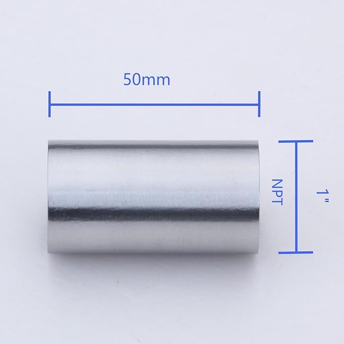 CONSTELLAR 304 Stainless Steel Pipe Fitting - 1" NPT Female x 1" NPT Female Threaded Thickened Pipe Wall, 50mm (2 inch) Length Heavy Nipple Seamless Pipe (1 Pcs)