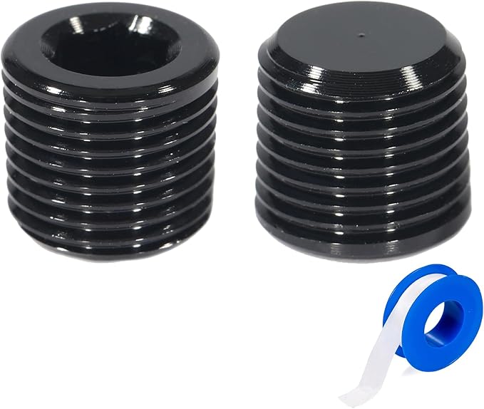 1/8 NPT Male Thread Allen Head Socket Pipe Plug Fitting Aluminum Black（2pcs）