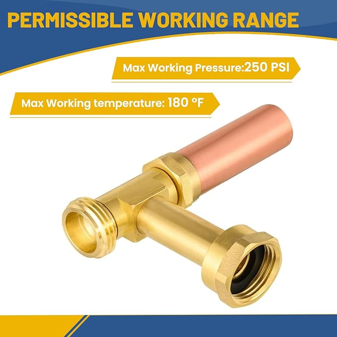 Water Hammer Arrestor,3/4 Inch Swivel FHT x 3/4 Inch MHT Copper Water Arrestor for Washing Machine Connection(4PACK,Angle Copper Arrestor)
