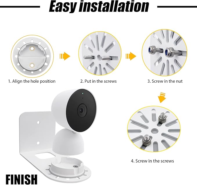 Large Metal Wall Mount Holder fits for Google Nest Indoor 2nd Generation Wired Cam and Ring Cam, Flexible Installation Camera Shelf for Better View Angle Mount on Wall Deck,2 Pack