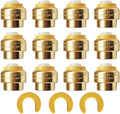 HQMPC 3/4" Push Fit PEX End Cap, Push-to-Connect Brass Plumbing Fittings No Lead Brass Plumbing Fittings with Disconnect Clip for Copper, CPVC 12Pcs
